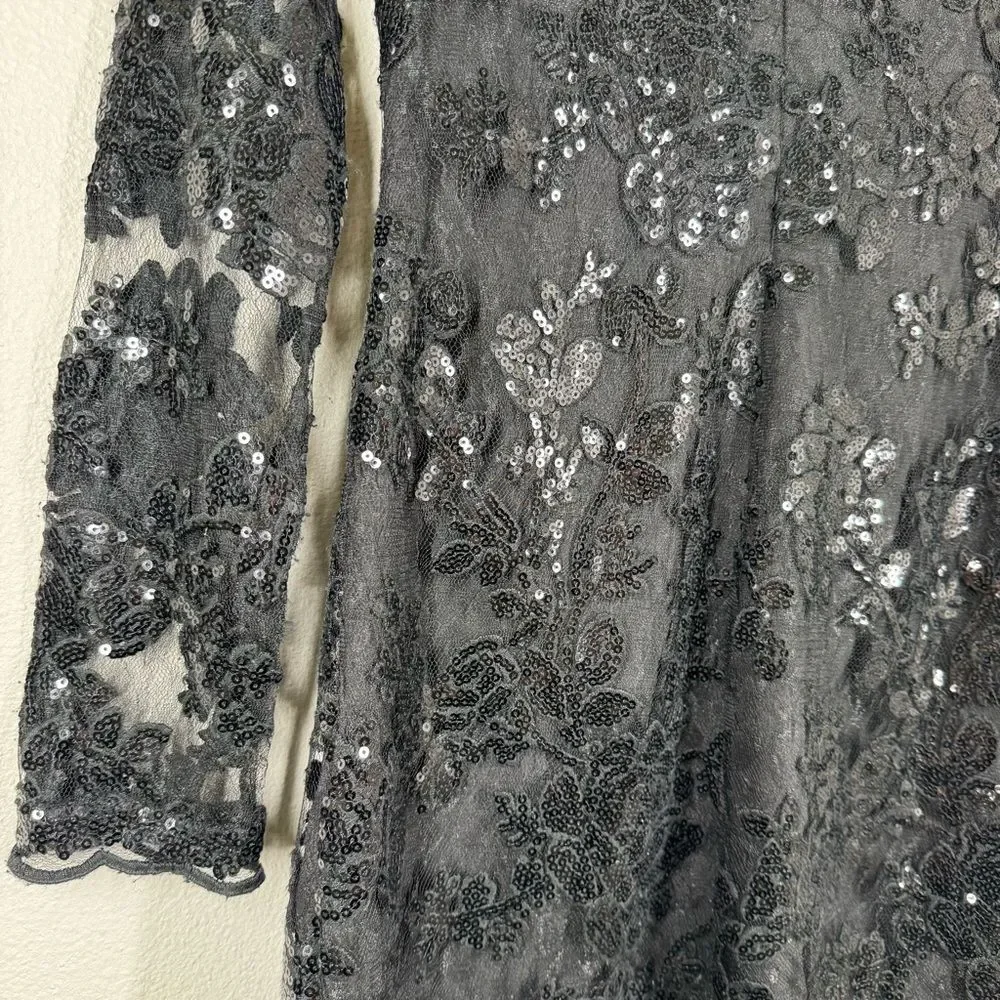 Dress The Population Grace Lace Sequins Long Sleeve Mini Dress Women’s Small